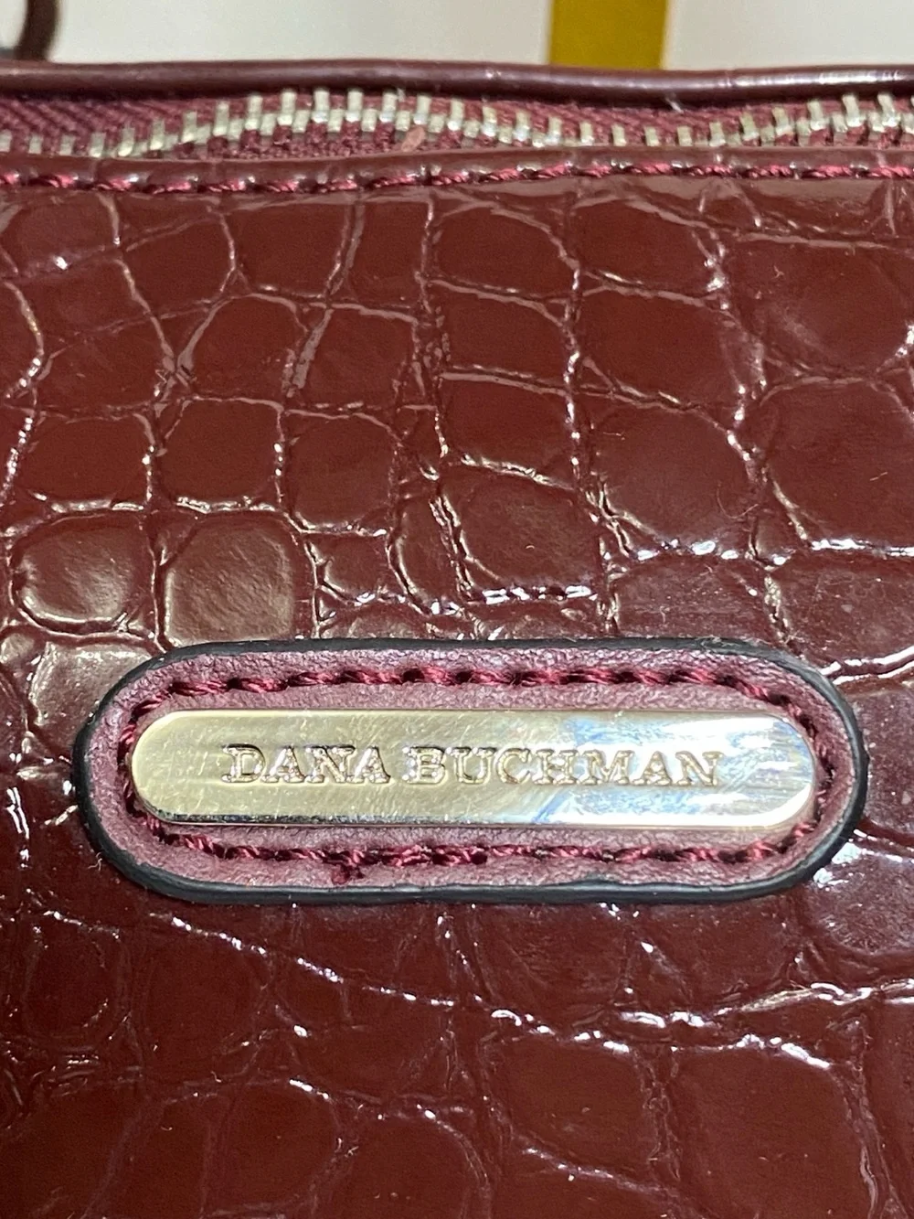 Dana Buchman Croc Embossed Burgundy Satchel Crossbody Bag
